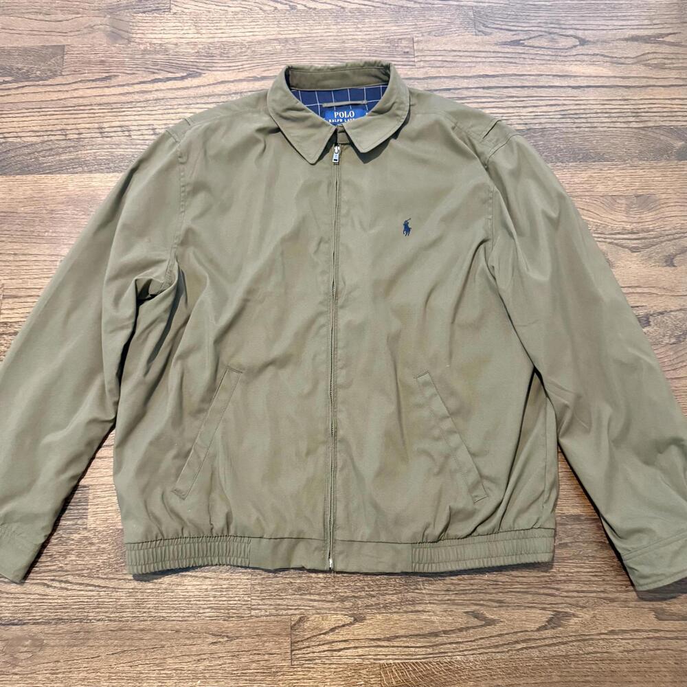 Polo Raplh Lauren Men's Olive Green Blue Plaid Lining Jacket Size XL